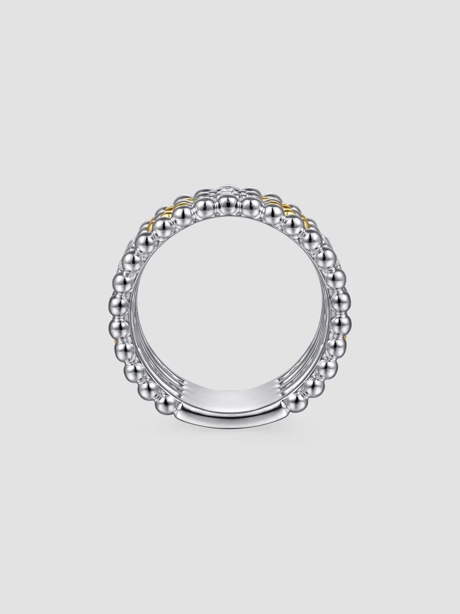 Gabriel & Co Women's Bujukan Sterling Silver, 14K Yellow Gold & White Sapphire Multi-Band Ring | Thumbnail 4