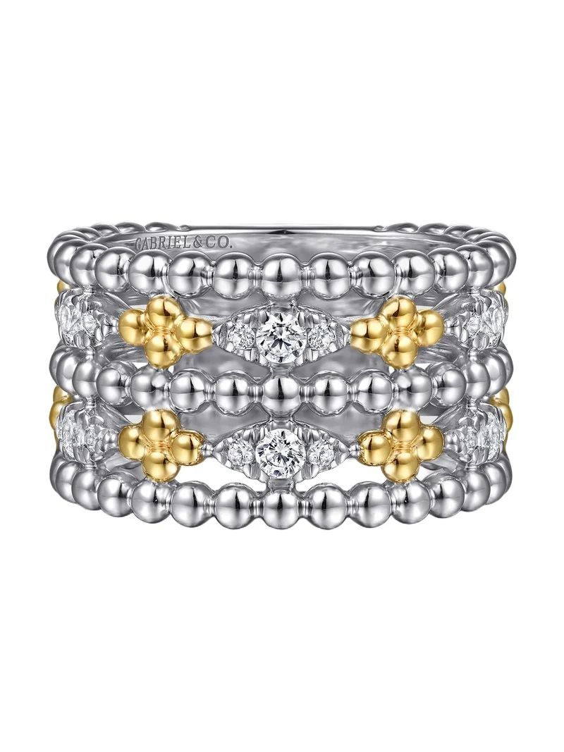 Women's Bujukan Sterling Silver, 14K Yellow Gold & White Sapphire Multi-Band Ring Women's Bujukan Sterling Silver, 14K Yellow Gold & White Sapphire Multi-Band Ring