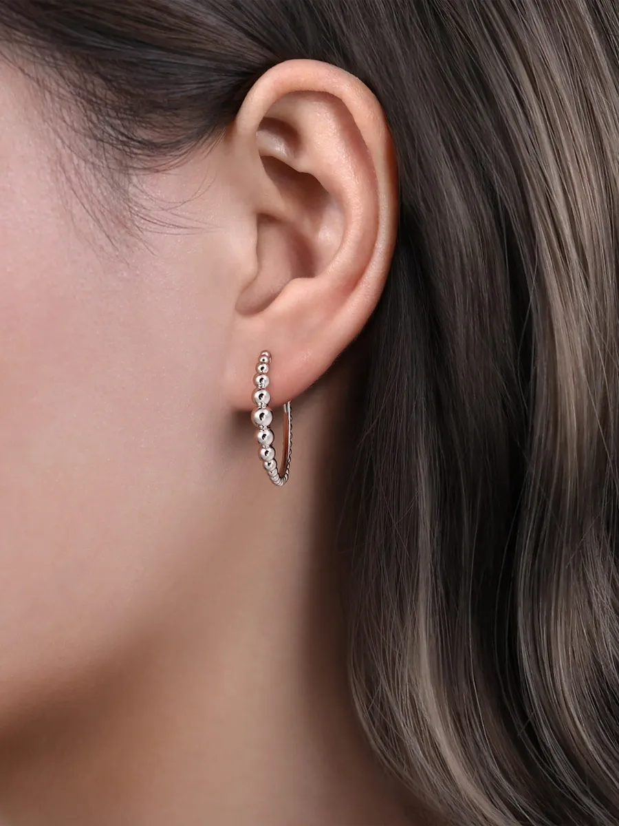 Gabriel & Co Women's Bujukan Sterling Silver Beaded Hoop Earrings | Thumbnail 2 Gabriel & Co Women's Bujukan Sterling Silver Beaded Hoop Earrings | Thumbnail 2