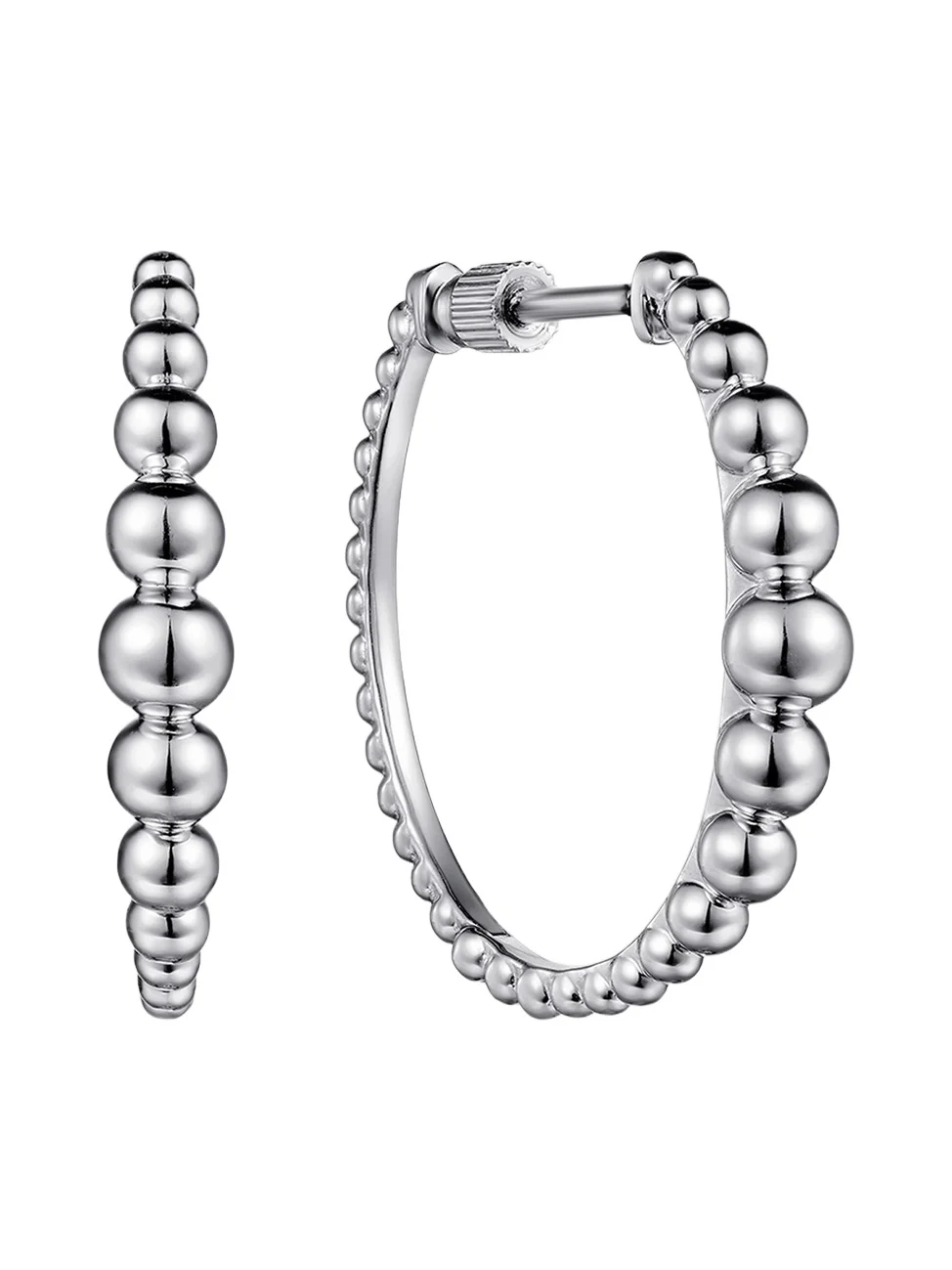 Women's Bujukan Sterling Silver Beaded Hoop Earrings