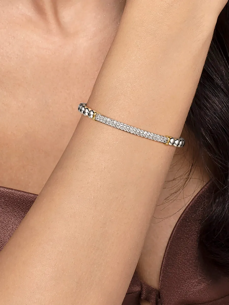 Gabriel & Co Women's Bujukan 14K Yellow Gold, Sterling Silver & White Sapphire Open Bangle | Thumbnail 2