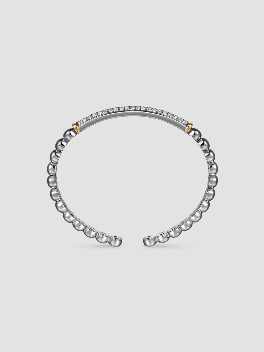 Gabriel & Co Women's Bujukan 14K Yellow Gold, Sterling Silver & White Sapphire Open Bangle | Thumbnail 3