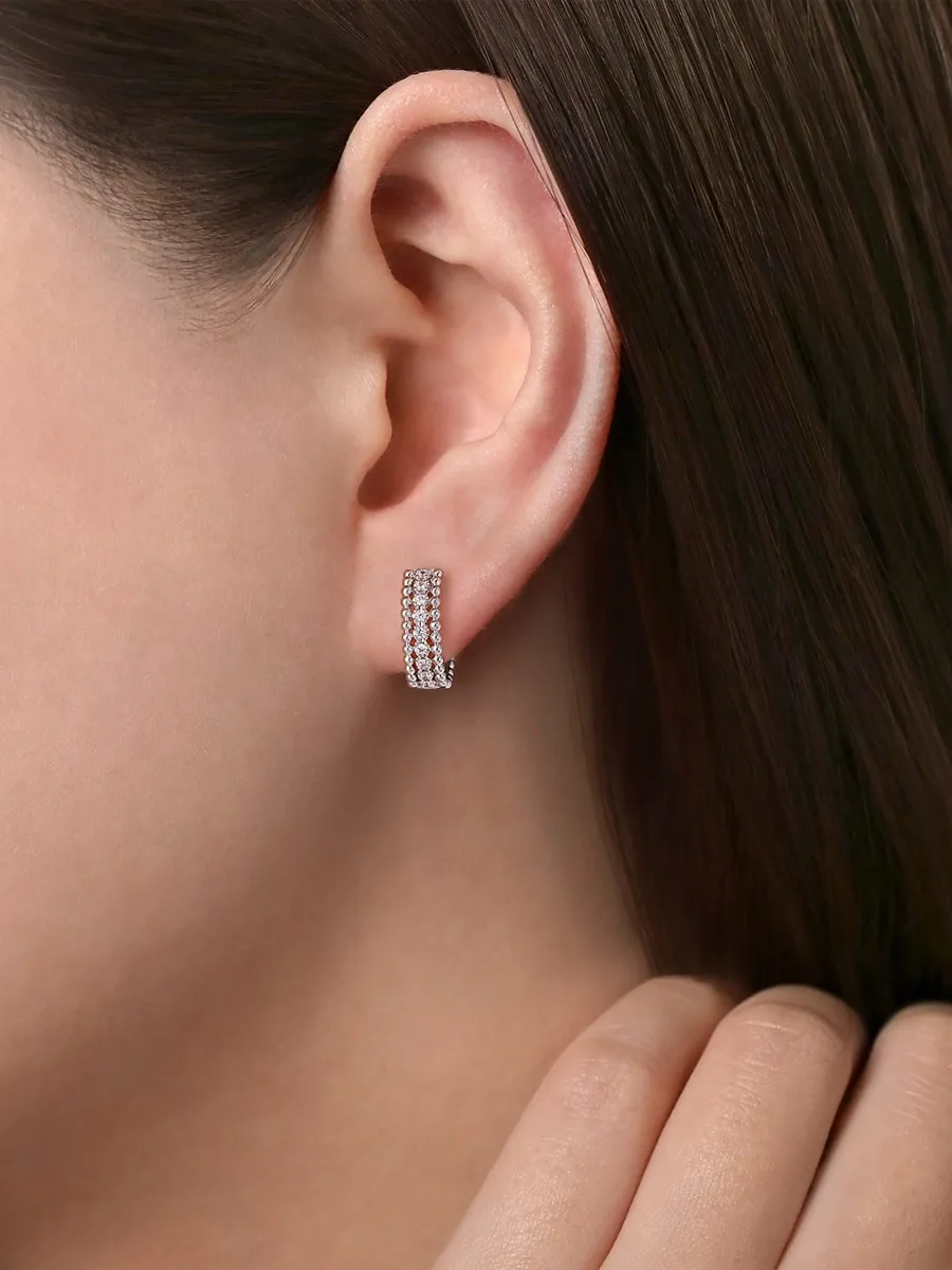 Gabriel & Co Women's Bujukan Sterling Silver & White Sapphire Huggie Earrings | Thumbnail 2 Gabriel & Co Women's Bujukan Sterling Silver & White Sapphire Huggie Earrings | Thumbnail 2