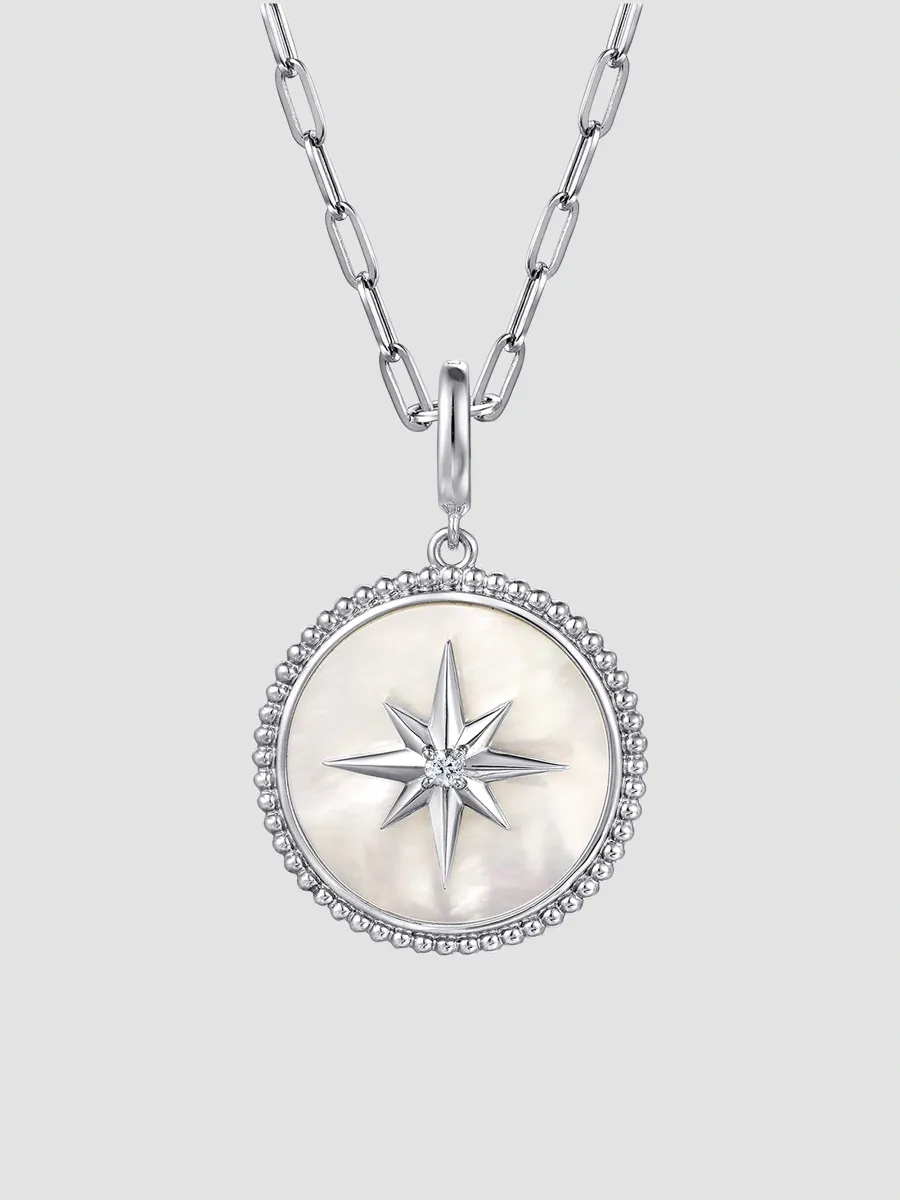 Gabriel & Co Women's Bujukan Sterling Silver, White Sapphire and Mother-of-Pearl Medallion Pendant | Thumbnail 4 Gabriel & Co Women's Bujukan Sterling Silver, White Sapphire and Mother-of-Pearl Medallion Pendant | Thumbnail 4