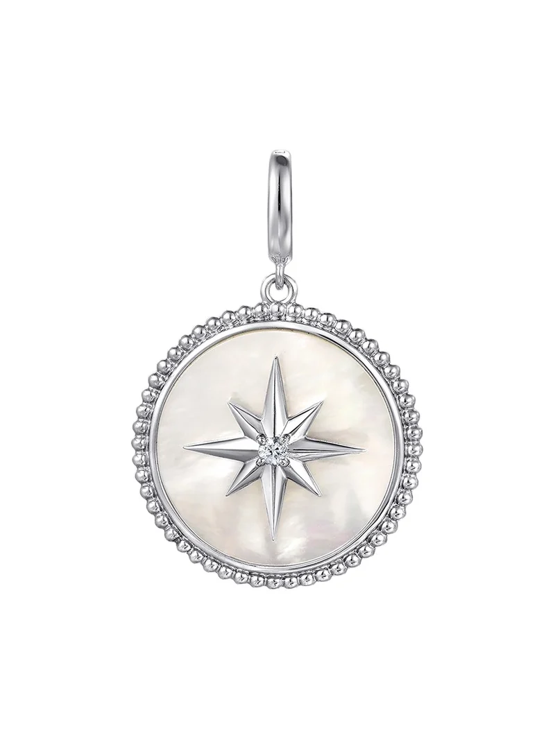 Gabriel & Co Women's Bujukan Sterling Silver, White Sapphire and Mother-of-Pearl Medallion Pendant
