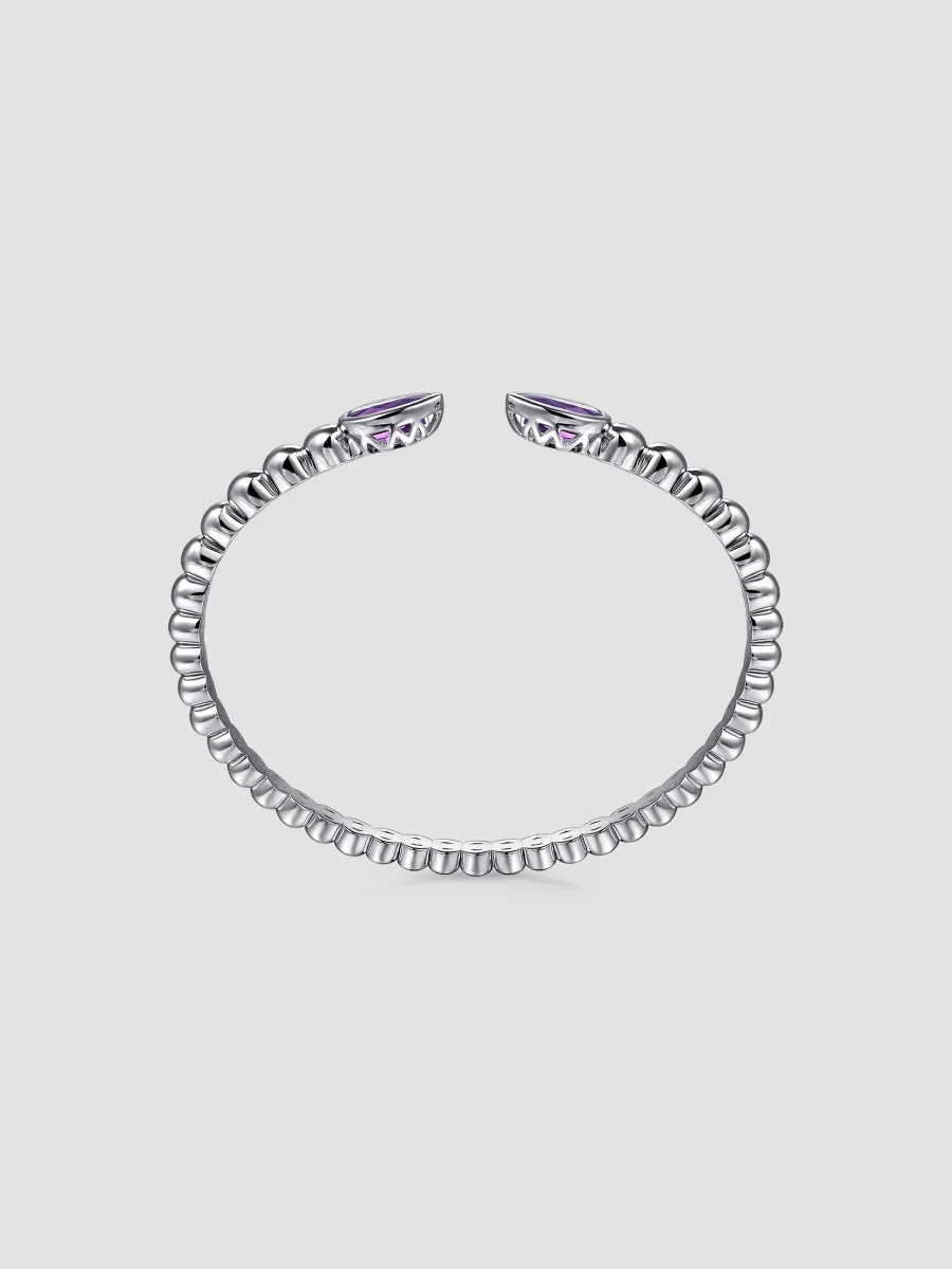 Gabriel & Co Women's Bujukan Sterling Silver & Amethyst Beaded Cuff/5.75" | Thumbnail 3