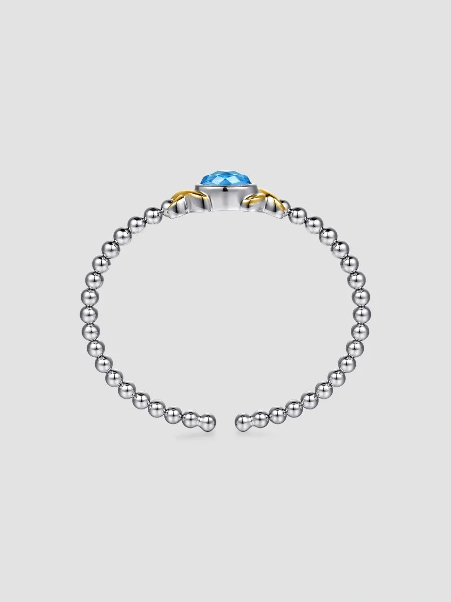 Gabriel & Co Women's Bujukan 14K Yellow Gold, Sterling Silver & Swiss Blue Topaz Beaded Bangle/6" | Thumbnail 4