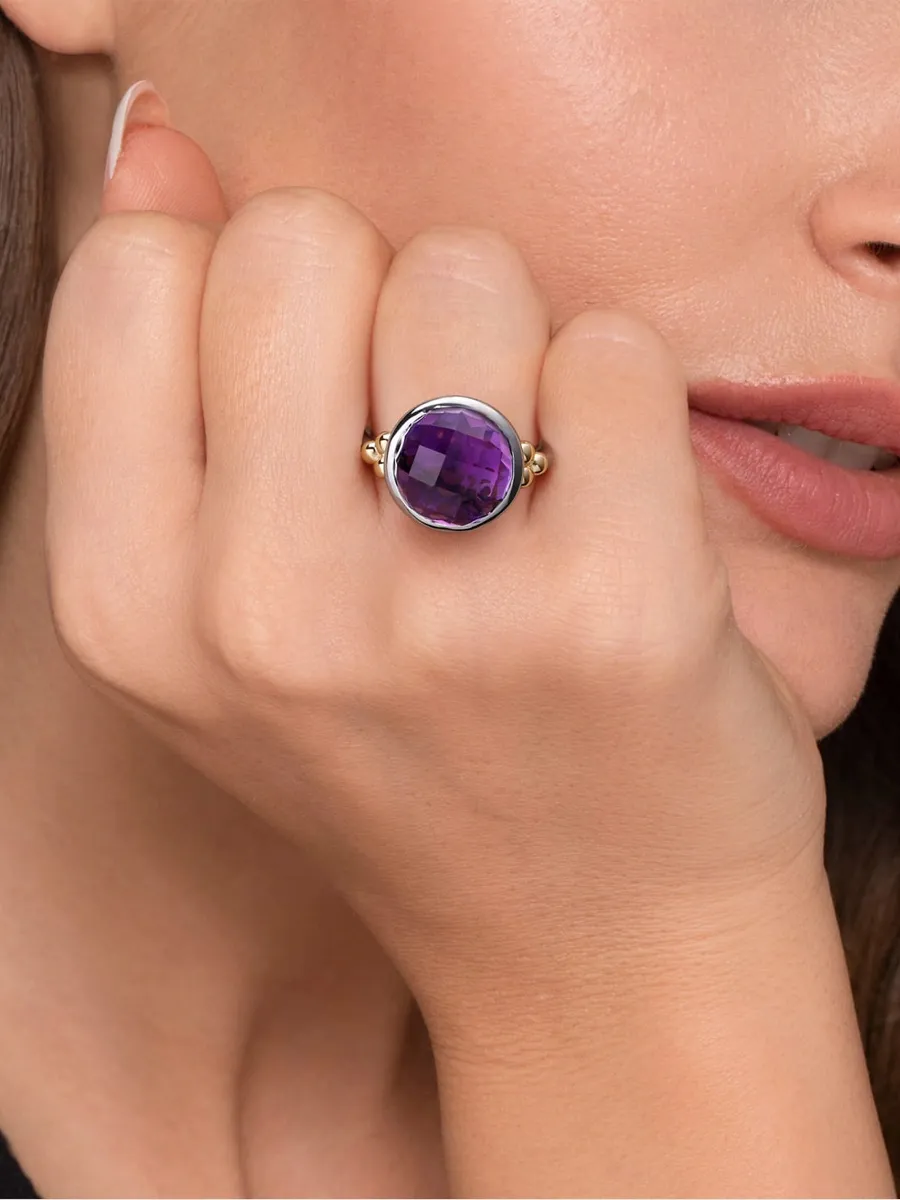 Gabriel & Co Women's Bujukan Sterling Silver, 14K Yellow Gold & Amethyst Cocktail Ring | Thumbnail 2 Gabriel & Co Women's Bujukan Sterling Silver, 14K Yellow Gold & Amethyst Cocktail Ring | Thumbnail 2