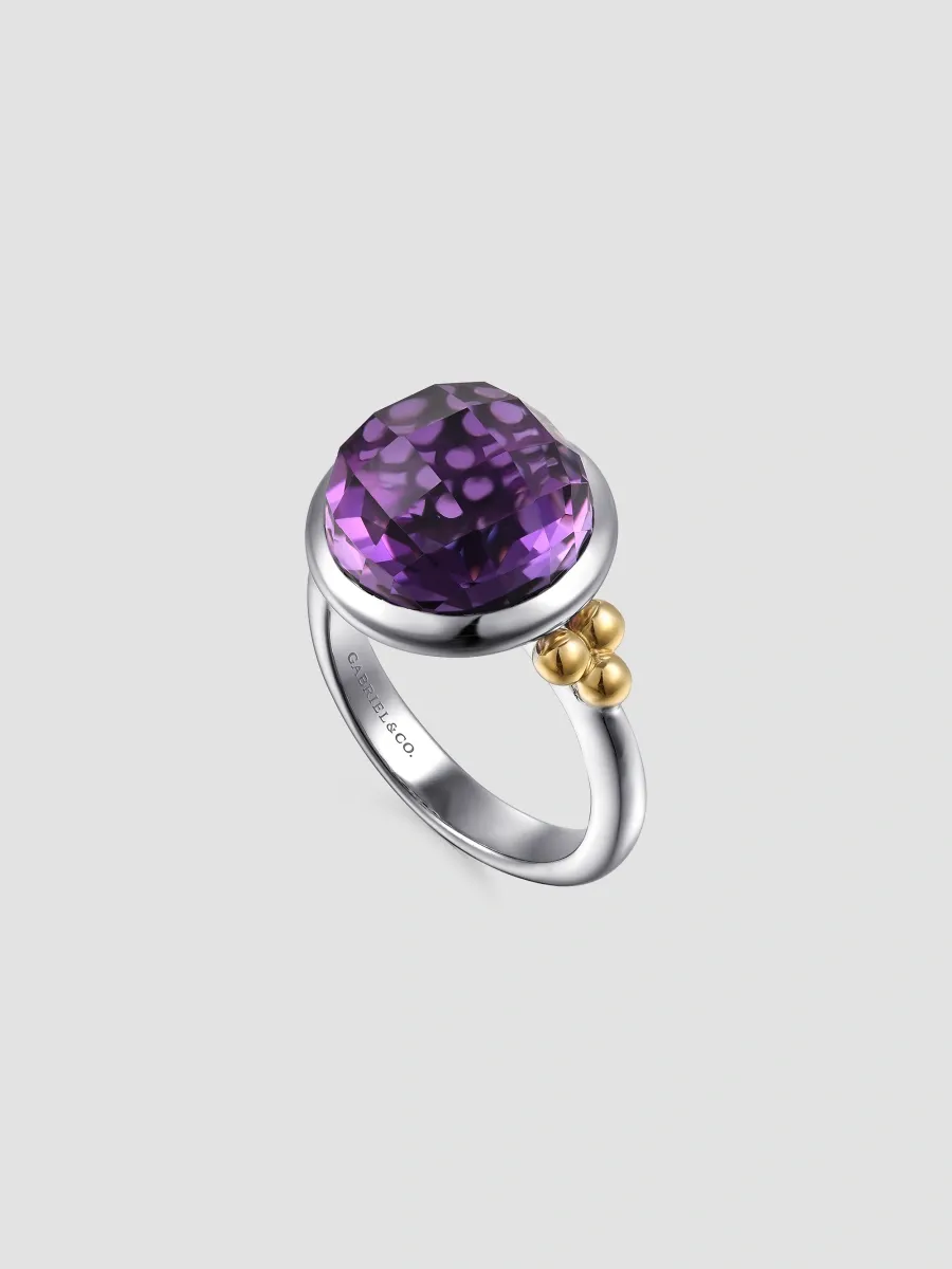 Gabriel & Co Women's Bujukan Sterling Silver, 14K Yellow Gold & Amethyst Cocktail Ring | Thumbnail 3 Gabriel & Co Women's Bujukan Sterling Silver, 14K Yellow Gold & Amethyst Cocktail Ring | Thumbnail 3