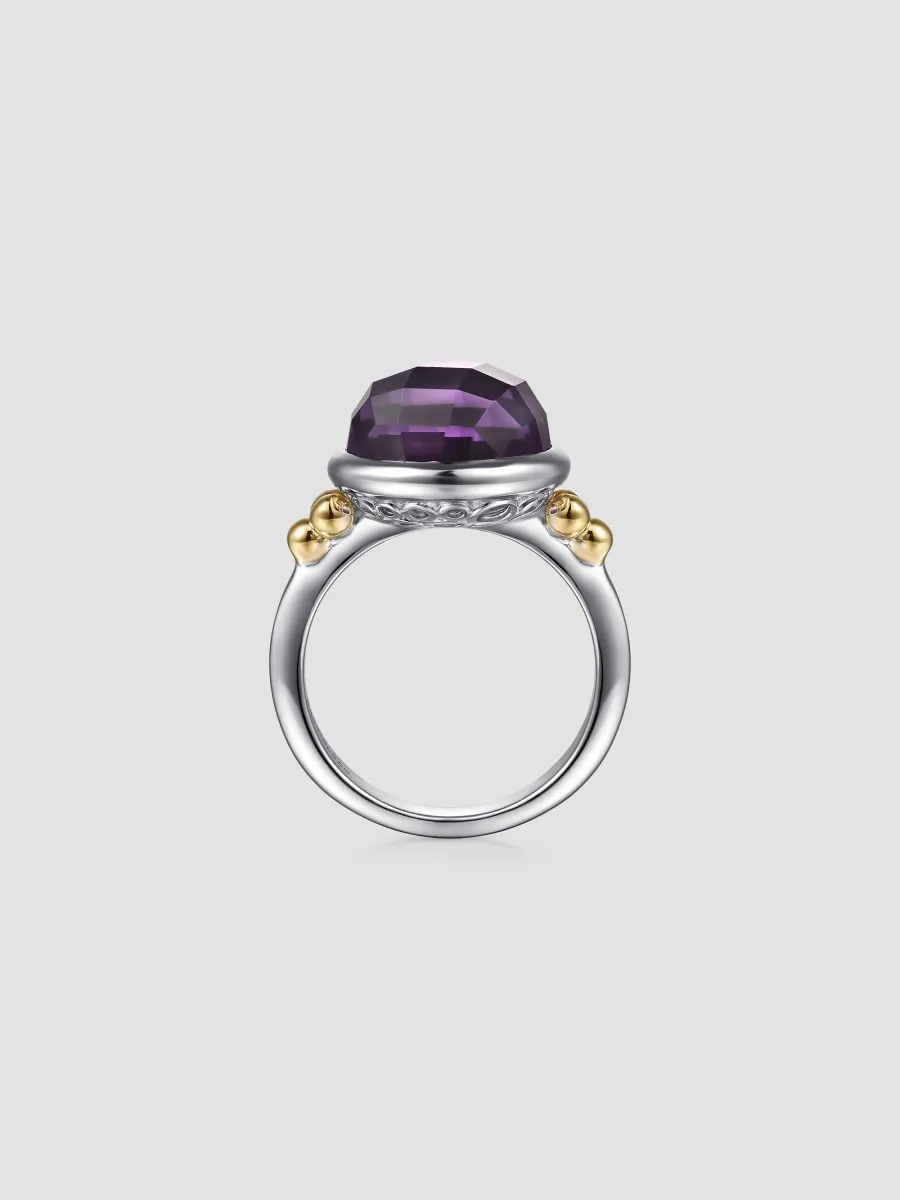 Gabriel & Co Women's Bujukan Sterling Silver, 14K Yellow Gold & Amethyst Cocktail Ring | Thumbnail 4 Gabriel & Co Women's Bujukan Sterling Silver, 14K Yellow Gold & Amethyst Cocktail Ring | Thumbnail 4