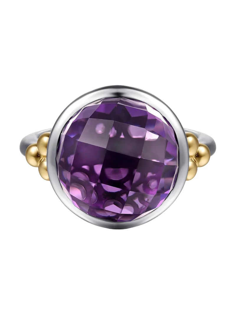Gabriel & Co Women's Bujukan Sterling Silver, 14K Yellow Gold & Amethyst Cocktail Ring