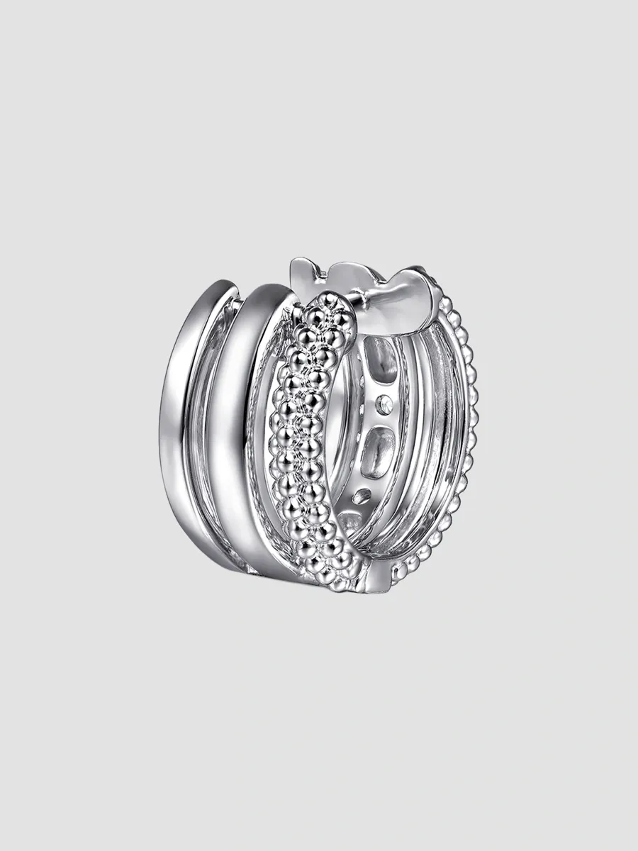 Gabriel & Co Women's Bujukan Sterling Silver & White Sapphire Huggie Earrings | Thumbnail 2 Gabriel & Co Women's Bujukan Sterling Silver & White Sapphire Huggie Earrings | Thumbnail 2
