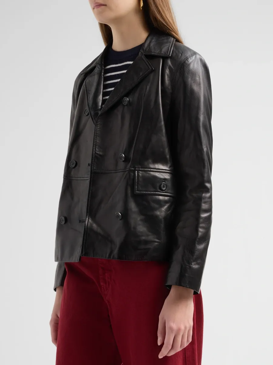 Nili Lotan Women's Dorian Leather Double-Breasted Jacket | Thumbnail 4