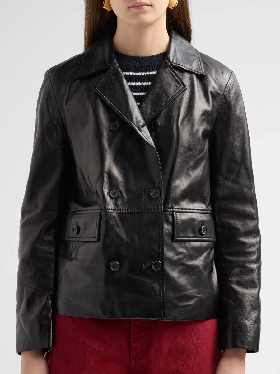 Nili Lotan Women's Dorian Leather Double-Breasted Jacket | Thumbnail 5