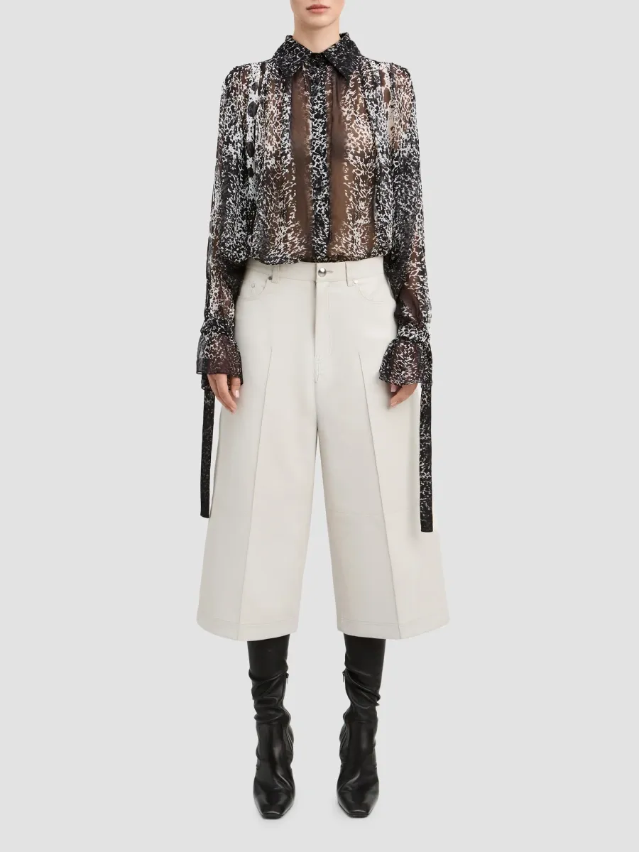 Derek Lam Women's Walker Abstract Georgette Ruched Blouse | Thumbnail 2 Derek Lam Women's Walker Abstract Georgette Ruched Blouse | Thumbnail 2
