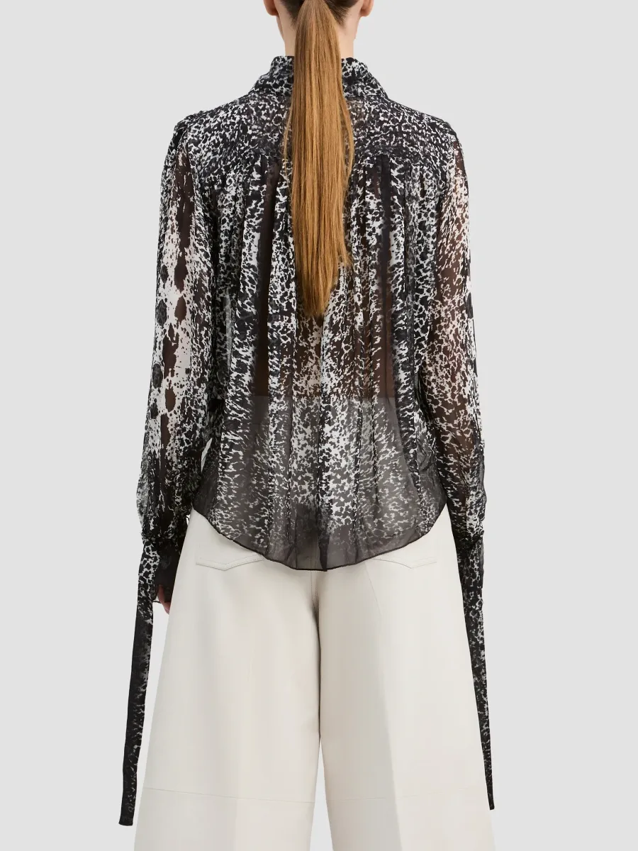 Derek Lam Women's Walker Abstract Georgette Ruched Blouse | Thumbnail 3 Derek Lam Women's Walker Abstract Georgette Ruched Blouse | Thumbnail 3
