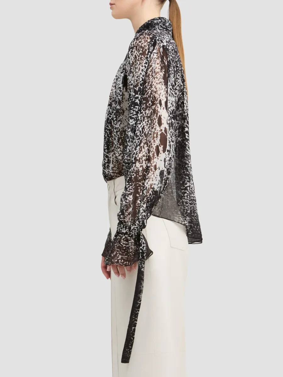 Derek Lam Women's Walker Abstract Georgette Ruched Blouse | Thumbnail 5 Derek Lam Women's Walker Abstract Georgette Ruched Blouse | Thumbnail 5