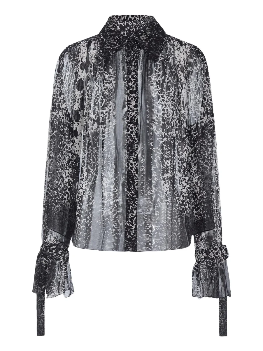 Derek Lam Women's Walker Abstract Georgette Ruched Blouse