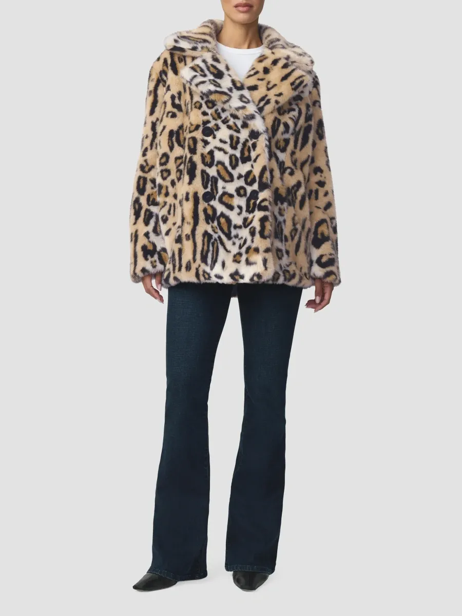 Joe's Jeans Women's The Leopard Double-Breasted Faux-Fur Coat | Thumbnail 2