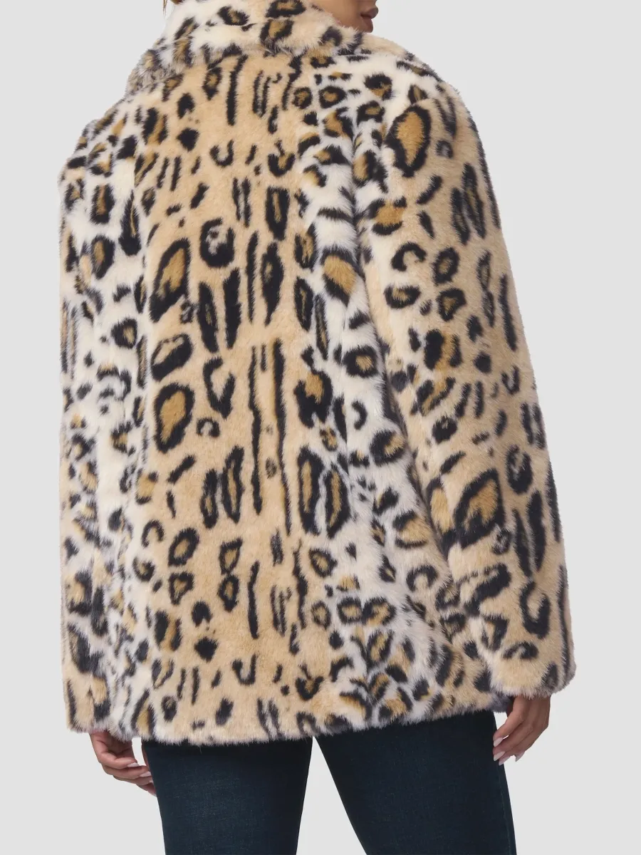 Joe's Jeans Women's The Leopard Double-Breasted Faux-Fur Coat | Thumbnail 3