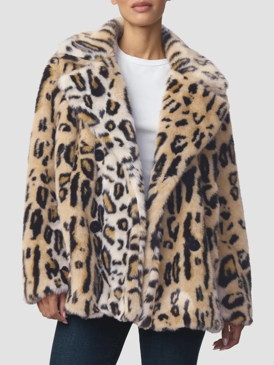 Joe's Jeans Women's The Leopard Double-Breasted Faux-Fur Coat | Thumbnail 4