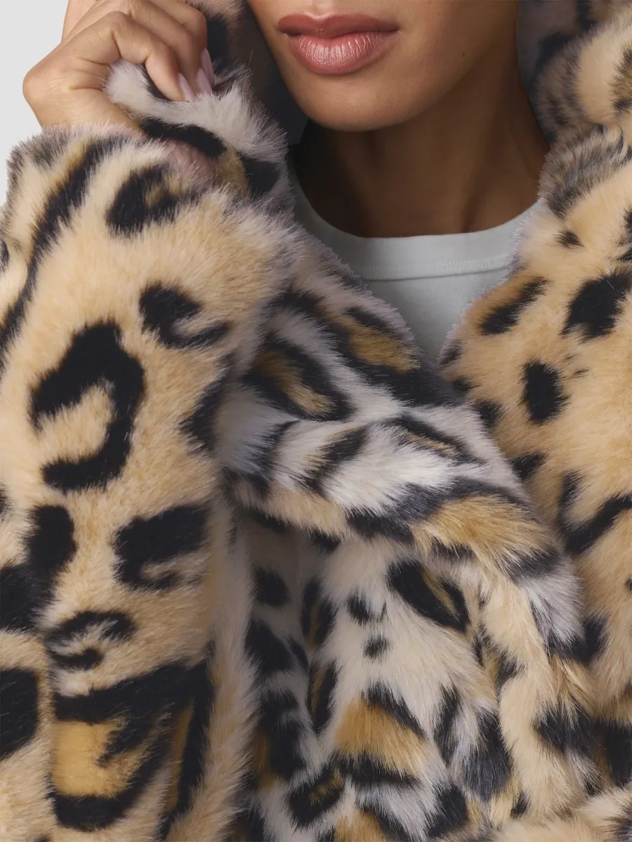 Joe's Jeans Women's The Leopard Double-Breasted Faux-Fur Coat | Thumbnail 5