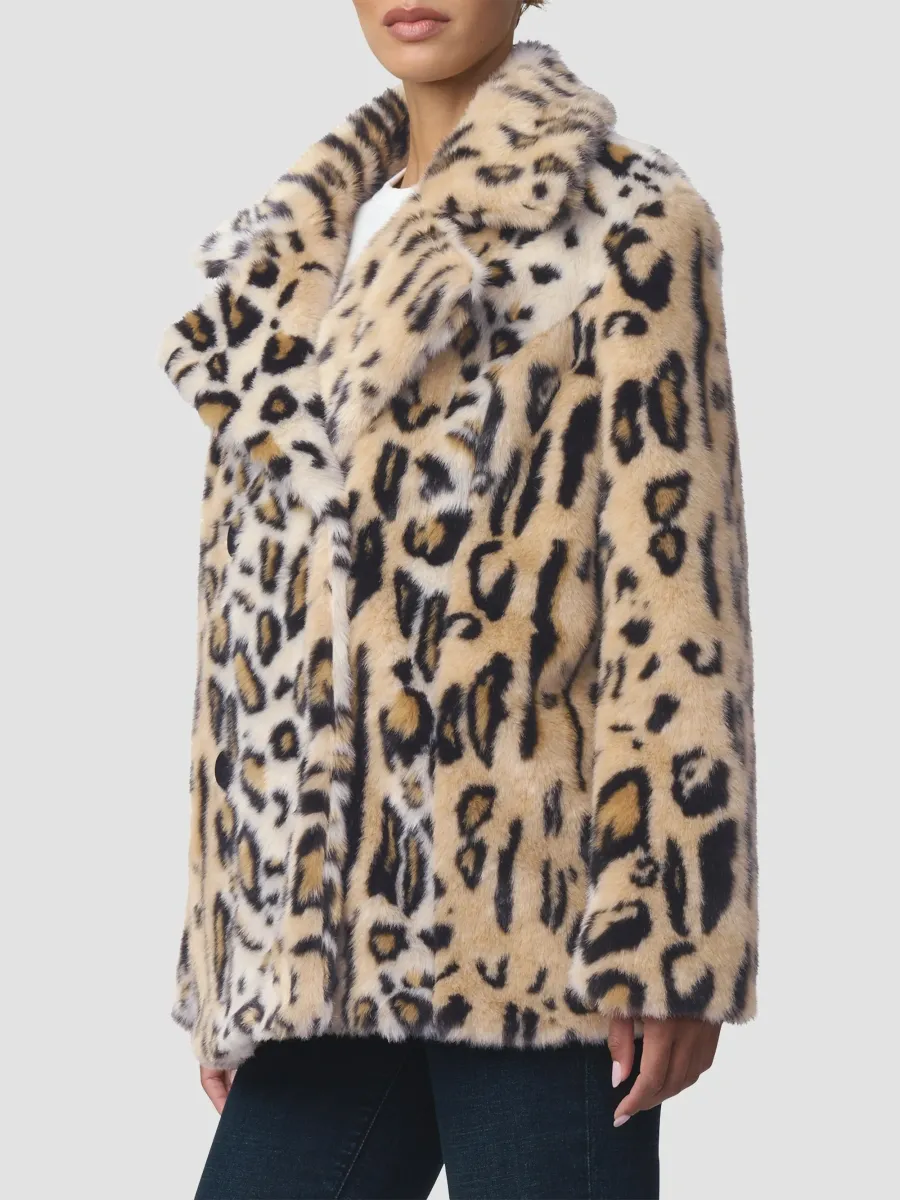 Joe's Jeans Women's The Leopard Double-Breasted Faux-Fur Coat | Thumbnail 7