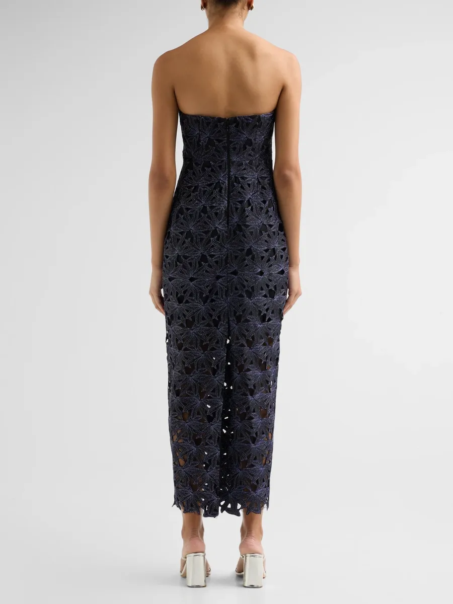 Milly Women's Orion Floral Lace Strapless Midi Dress | Thumbnail 3