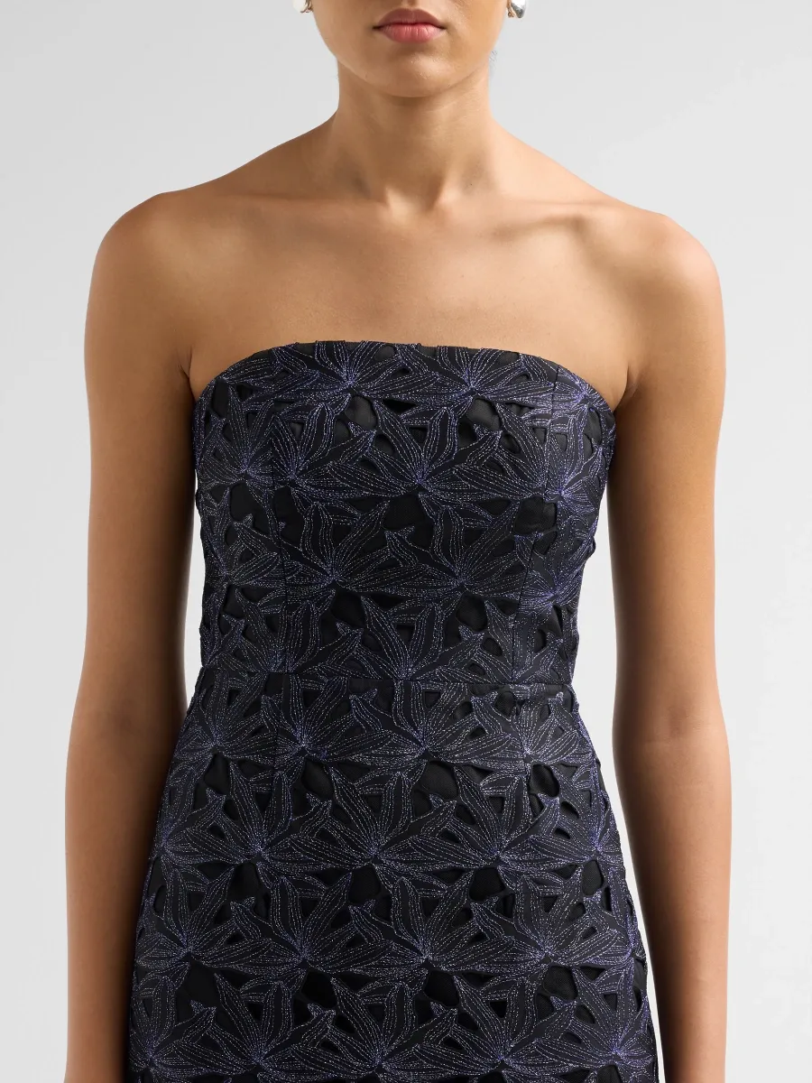 Milly Women's Orion Floral Lace Strapless Midi Dress | Thumbnail 5