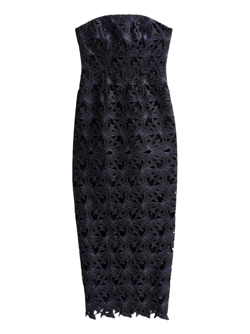 Milly Women's Orion Floral Lace Strapless Midi Dress