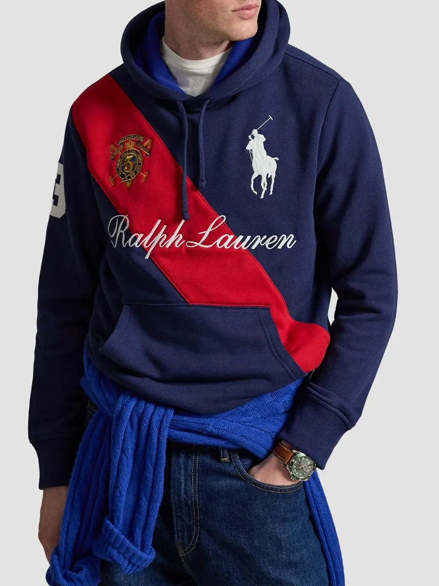 Polo Ralph Lauren Men's Striped Logo Fleece Cotton-Blend Hoodie | Thumbnail 4 Polo Ralph Lauren Men's Striped Logo Fleece Cotton-Blend Hoodie | Thumbnail 4