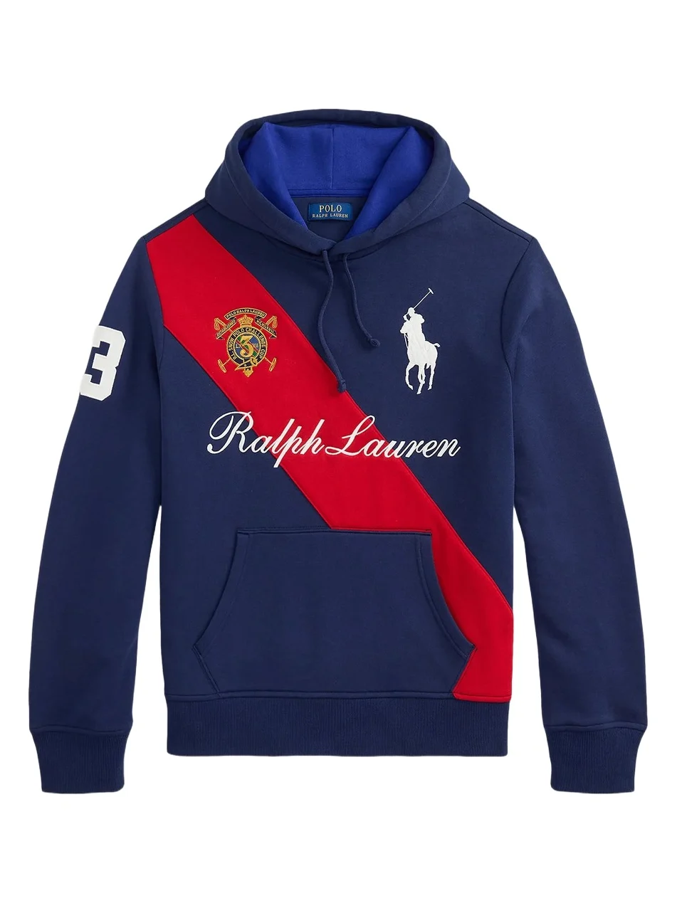 Men's Striped Logo Fleece Cotton-Blend Hoodie Men's Striped Logo Fleece Cotton-Blend Hoodie