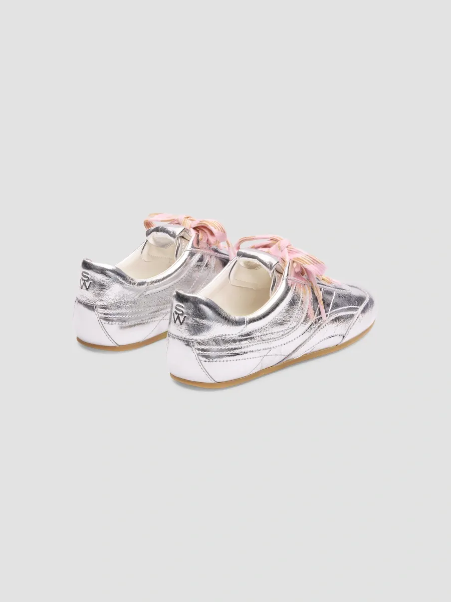 Stuart Weitzman Women's Vander Contrast-Lace Lamé Low-Top Sneakers | Thumbnail 3 Stuart Weitzman Women's Vander Contrast-Lace Lamé Low-Top Sneakers | Thumbnail 3