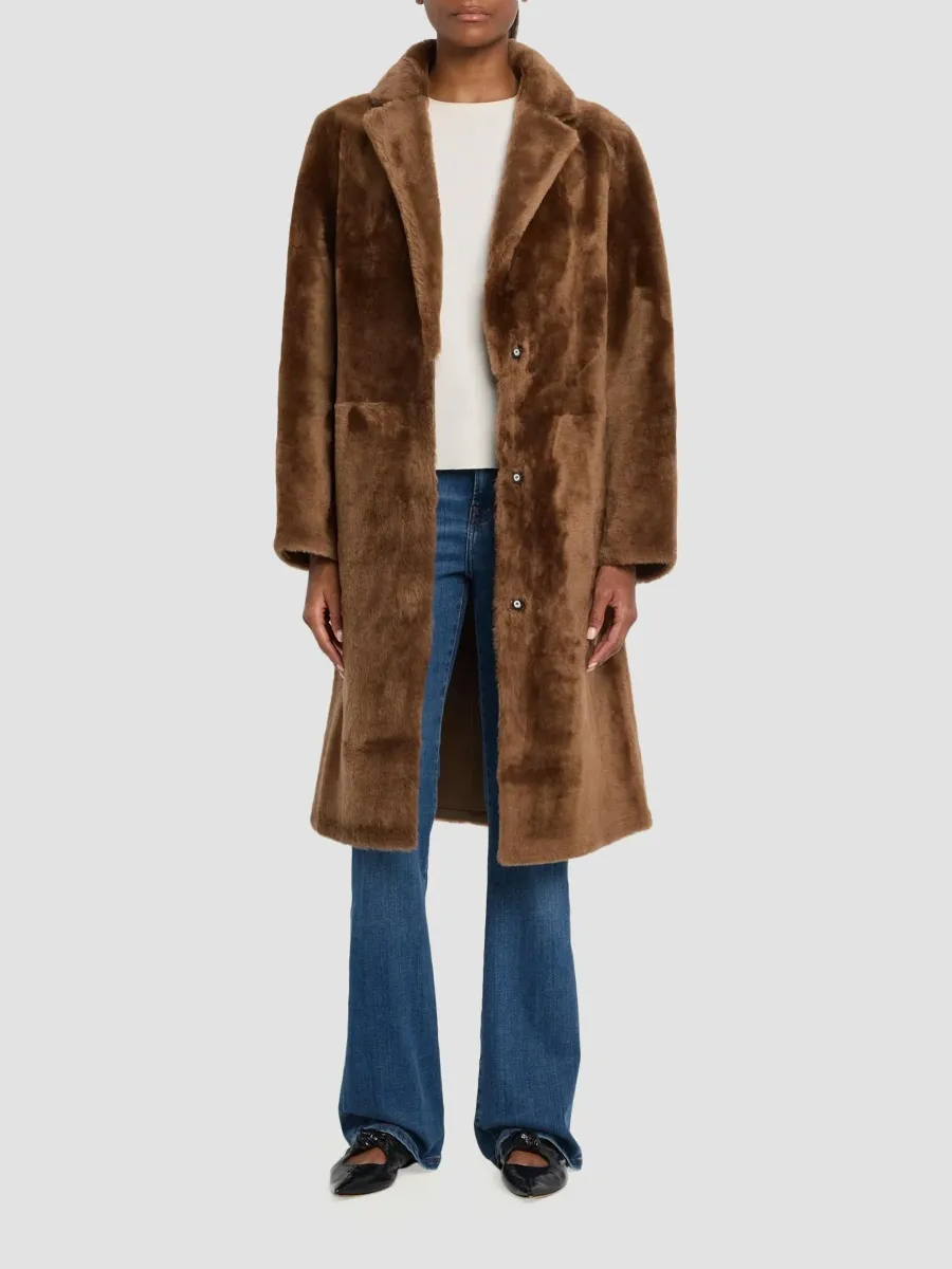 Yves Salomon Women's Shearling Reversible Coat | Thumbnail 2 Yves Salomon Women's Shearling Reversible Coat | Thumbnail 2