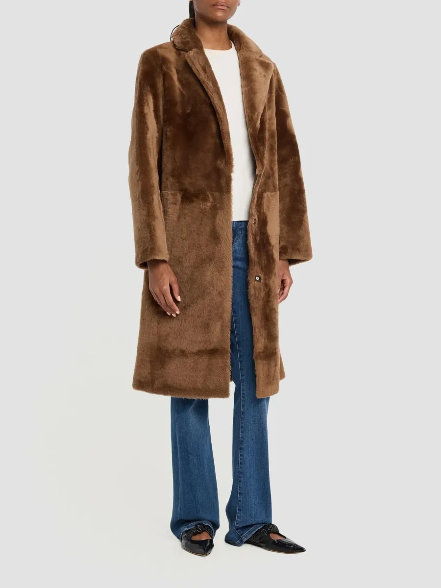 Yves Salomon Women's Shearling Reversible Coat | Thumbnail 4 Yves Salomon Women's Shearling Reversible Coat | Thumbnail 4