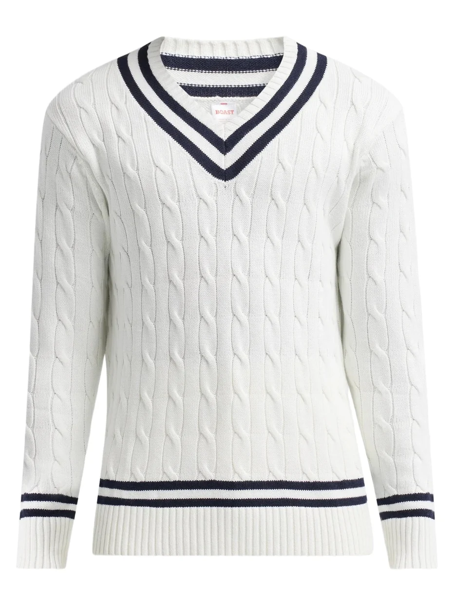 Boast Men Cotton-Blend Cable-Knit Sweater