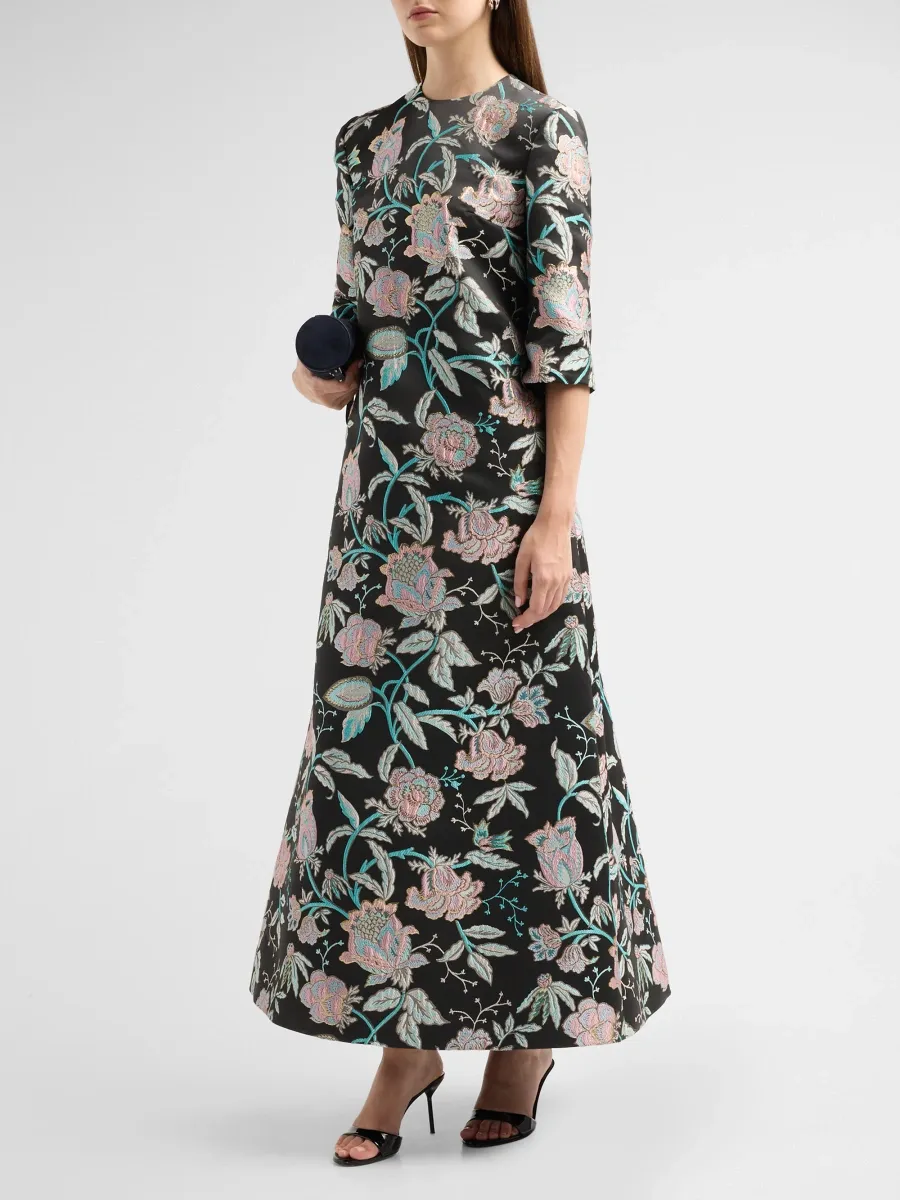 Reem Acra Women's After Midnight Brocade Caftan | Thumbnail 4 Reem Acra Women's After Midnight Brocade Caftan | Thumbnail 4