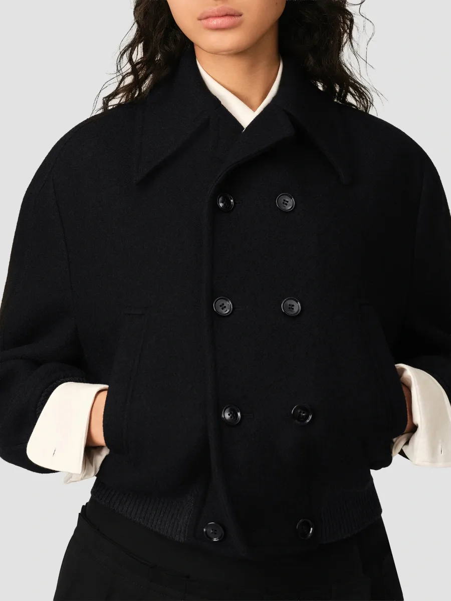AMI PARIS Women's Short Wool Double-Breasted Bomber | Thumbnail 4 AMI PARIS Women's Short Wool Double-Breasted Bomber | Thumbnail 4