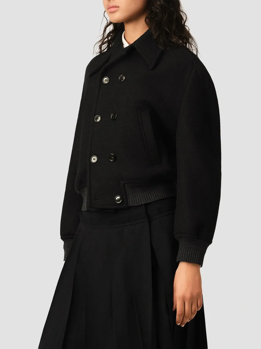 AMI PARIS Women's Short Wool Double-Breasted Bomber | Thumbnail 6 AMI PARIS Women's Short Wool Double-Breasted Bomber | Thumbnail 6
