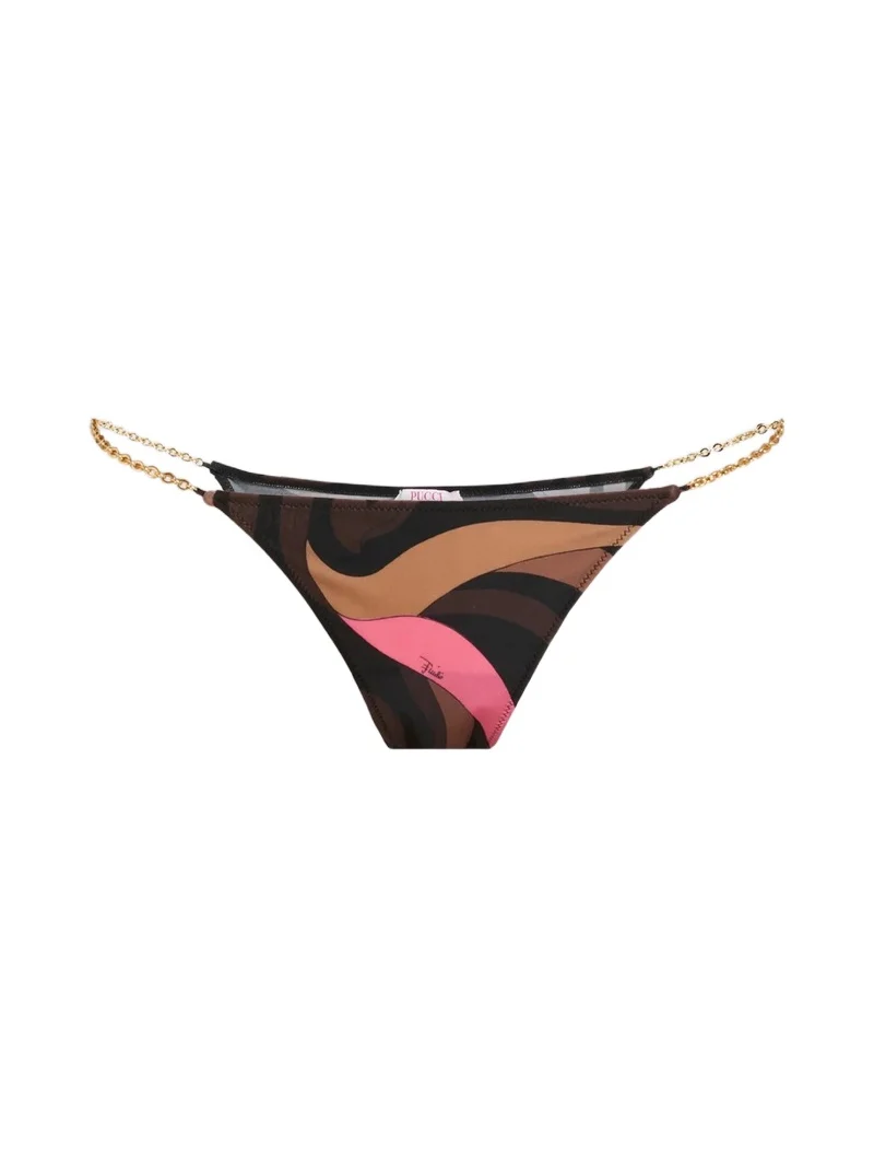 Women's Printed Chain-Trimmed Bikini Bottom