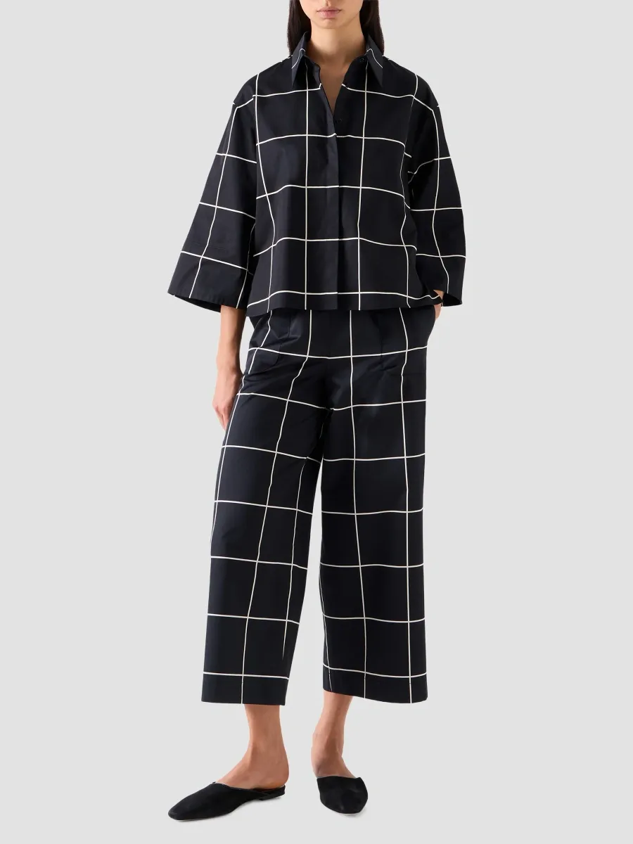 Akris punto Women's Window Check Cotton Satin Boxy Blouse | Thumbnail 2