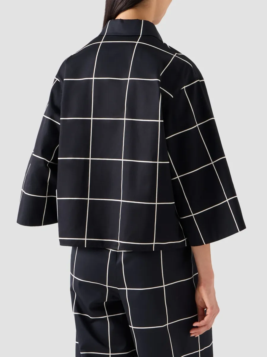 Akris punto Women's Window Check Cotton Satin Boxy Blouse | Thumbnail 3