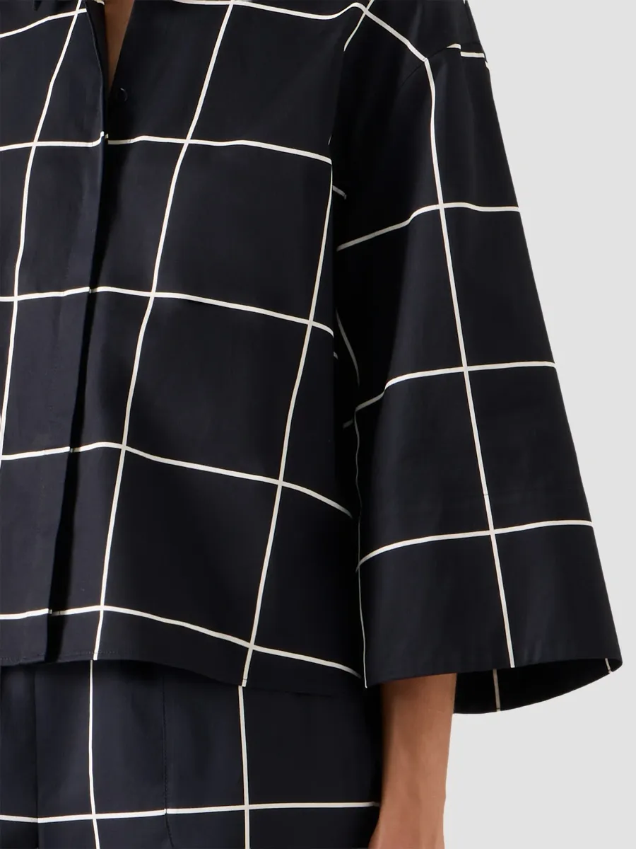 Akris punto Women's Window Check Cotton Satin Boxy Blouse | Thumbnail 5