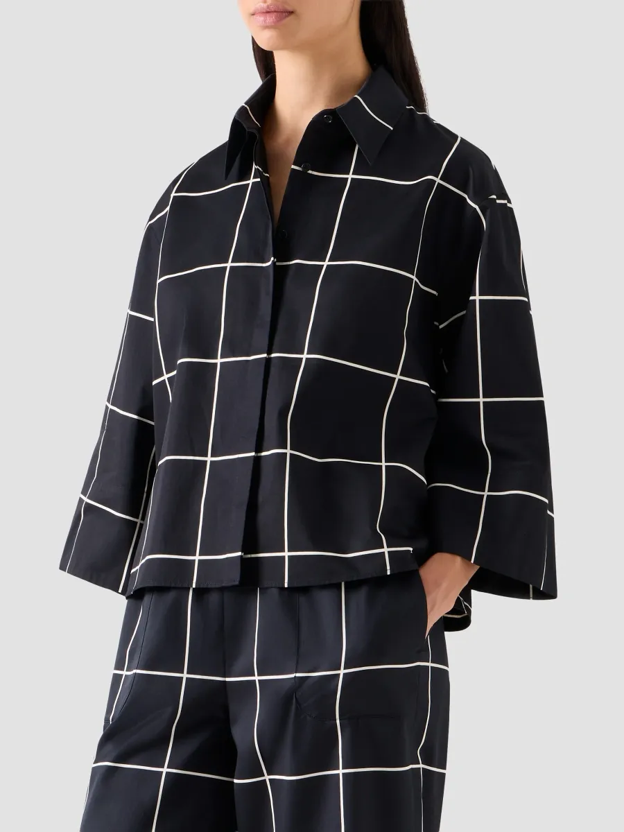 Akris punto Women's Window Check Cotton Satin Boxy Blouse | Thumbnail 6