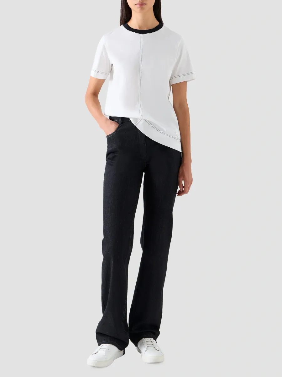 Akris punto Women's Contrast Neck Trim Cotton Jersey T-Shirt | Thumbnail 2 Akris punto Women's Contrast Neck Trim Cotton Jersey T-Shirt | Thumbnail 2