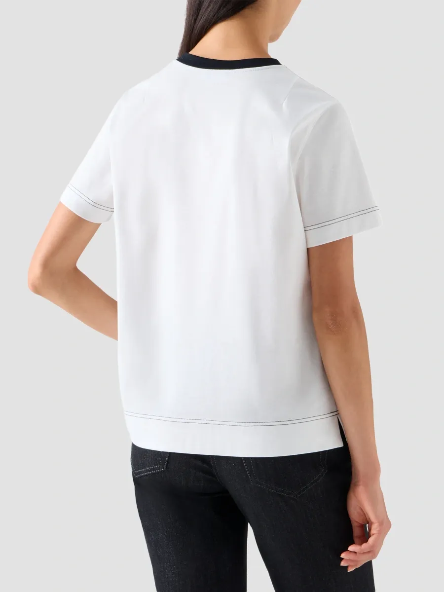 Akris punto Women's Contrast Neck Trim Cotton Jersey T-Shirt | Thumbnail 3 Akris punto Women's Contrast Neck Trim Cotton Jersey T-Shirt | Thumbnail 3