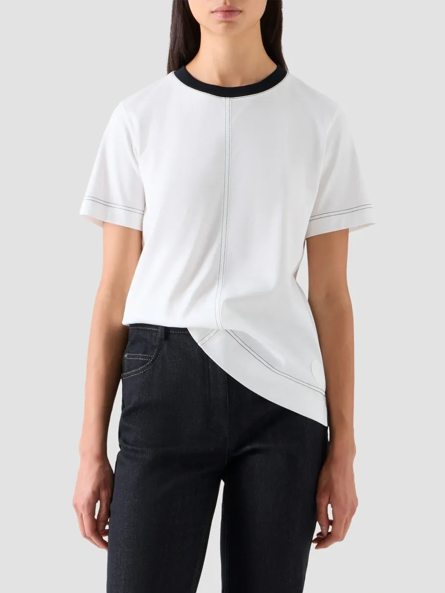 Akris punto Women's Contrast Neck Trim Cotton Jersey T-Shirt | Thumbnail 4 Akris punto Women's Contrast Neck Trim Cotton Jersey T-Shirt | Thumbnail 4