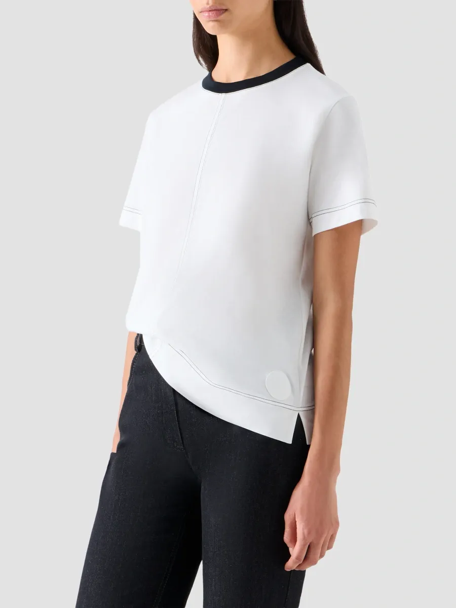 Akris punto Women's Contrast Neck Trim Cotton Jersey T-Shirt | Thumbnail 6 Akris punto Women's Contrast Neck Trim Cotton Jersey T-Shirt | Thumbnail 6