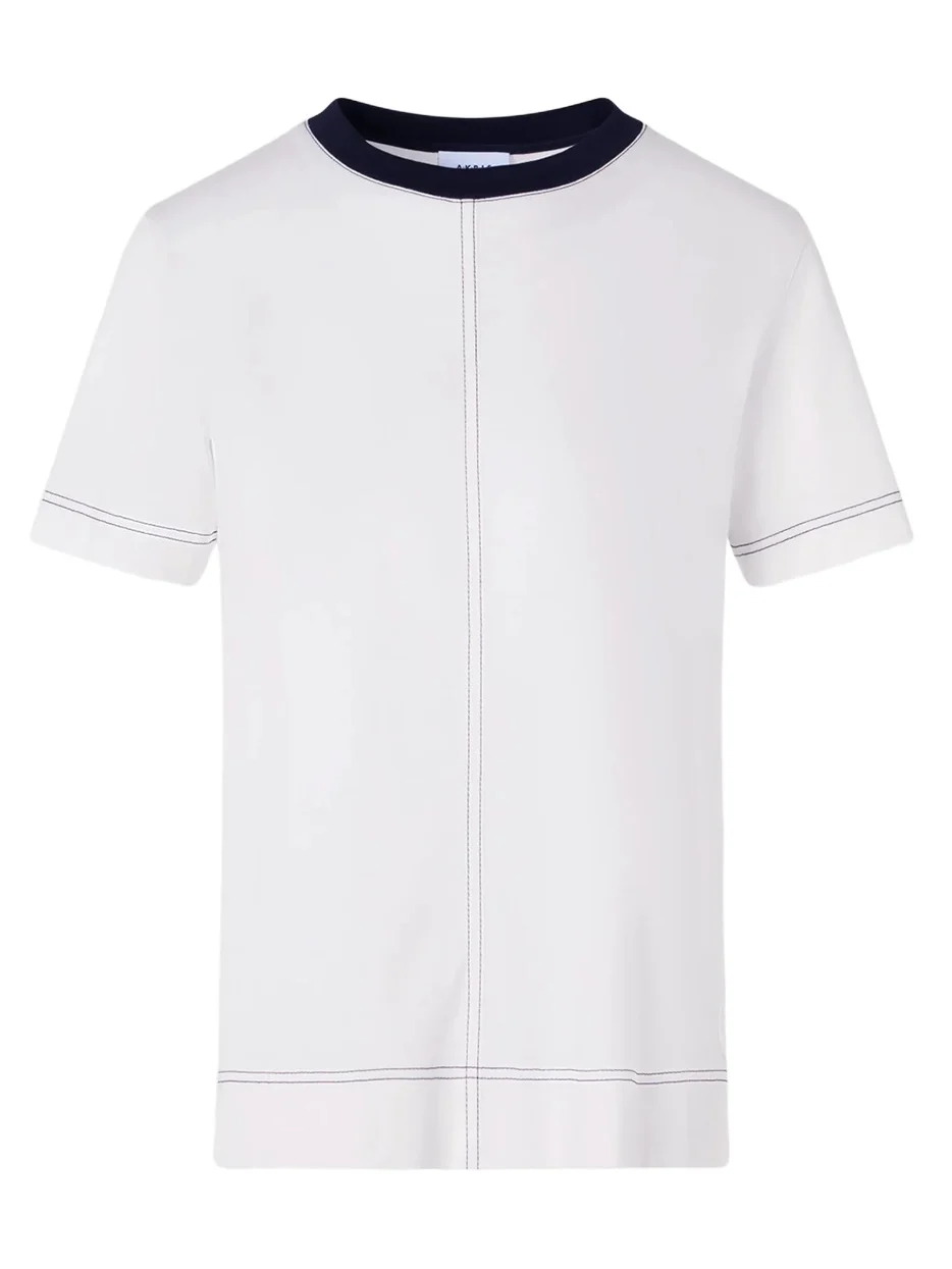Women's Contrast Neck Trim Cotton Jersey T-Shirt Women's Contrast Neck Trim Cotton Jersey T-Shirt