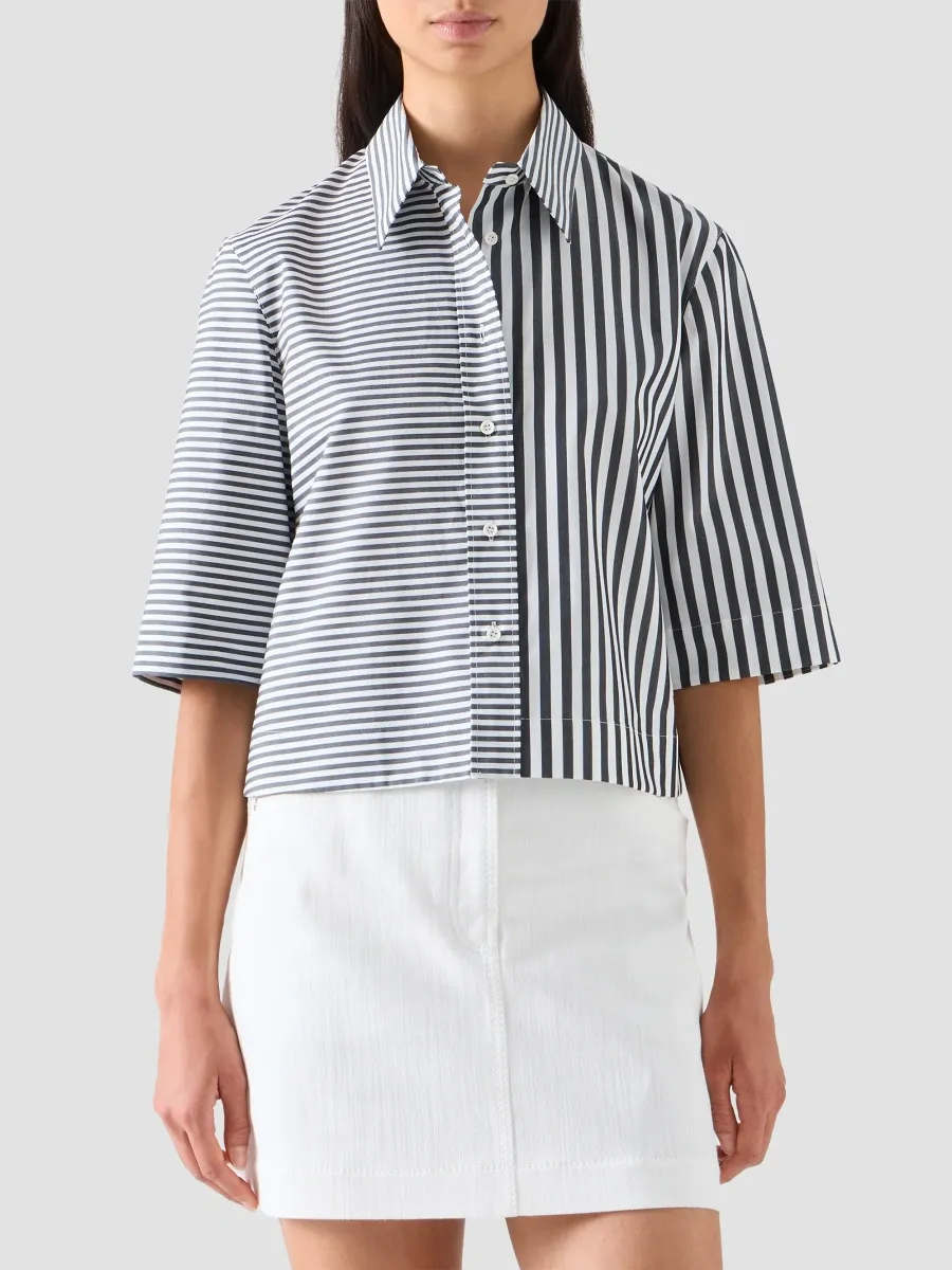 Akris punto Women's Striped Cotton Poplin Boxy Crop Blouse | Thumbnail 4 Akris punto Women's Striped Cotton Poplin Boxy Crop Blouse | Thumbnail 4